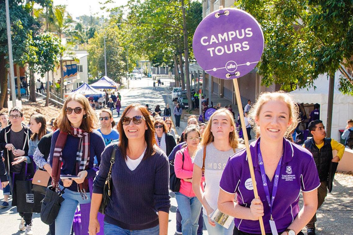 Group participating in a campus tour at UQ