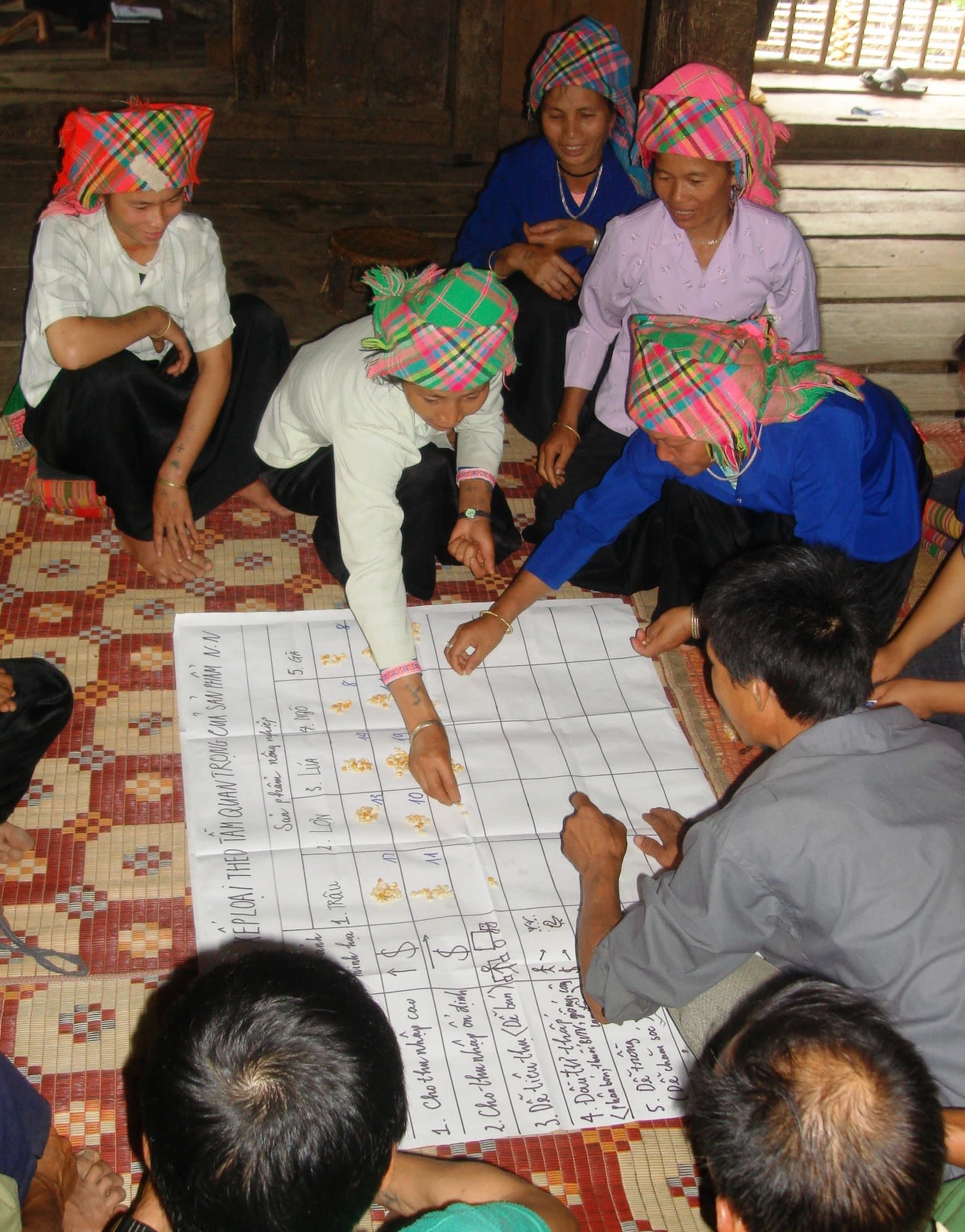 Ethnic minority community members in Northwest Vietnam participate in a situation analysis to help set the research agenda.