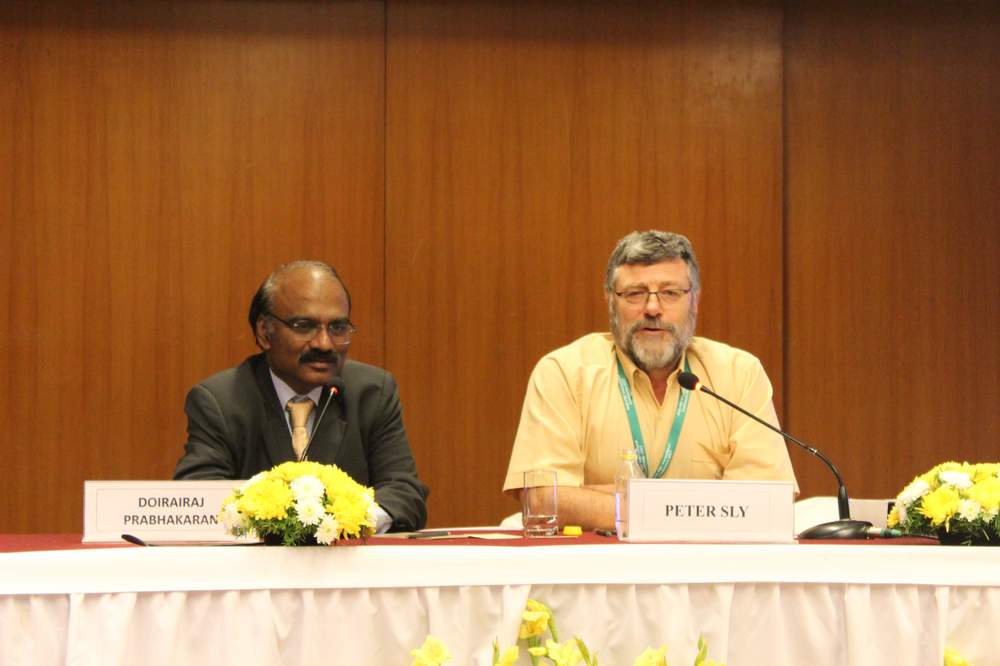 Dr Praabhakaran and Professor Sly at the 2017 Conference of the Public Health Foundation of India and Pacific Basin Consortium 