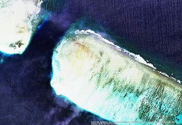 Aerial photo showing Kale Island in 2014, which clearly shows that the island is now completely lost to sea-level rise.