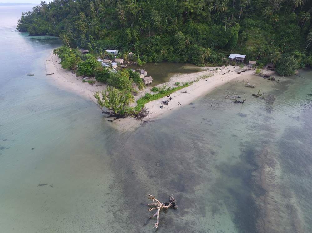 This village on Nuatambu Island has lost 20 homes to the rising coastline since 2008.