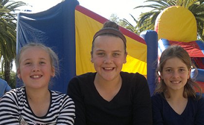 Madison Johansen, Claudia Nothdurft and Isabella Jacobsen enjoy the activities at UQ's Gatton campus for the Toowoomba Regional Final of Opti-MINDS Creative Sustainability Challenge.