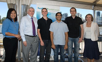 (from left) Dr Eva Abal, Professor Paul Greenfield, Charles Brooking, Abdul Alabri, Peter Becker and Professor Jane Hunter at the launch