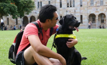 Jefferson Mac and his guide dog Ice