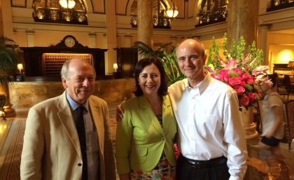 AIBN Director Professor Peter Gray; Queensland Premier Annastacia Palaszczuk and Dr Dimiter Dimitrov,  National Institutes of Health (NIH) in Washington.