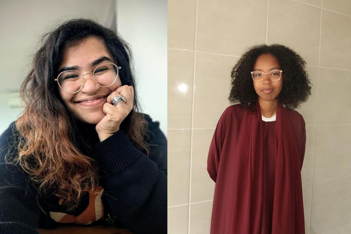 Two young women posing for the camera.